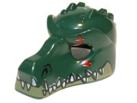 LEGO part Minifigura, Protección Cabeza Máscara Cocodrilo con Mandíbula Inferior Verde Oliva, Dientes Blancos y Patrón de Cicatriz Roja 12551pb04