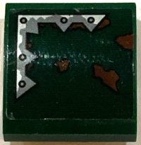LEGO part Pente, Courbe 2 x 2 x 2/3 avec Motif de Plaque Métallique Argent avec Pics et Rivets et Éclaboussures de Boue Brun Rougeâtre Côté Modèle Gauche (Autocollant) - Ensemble 70434 15068pb586L