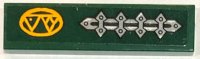 LEGO part Carreau 1 x 4 avec Plaques Métalliques Argent avec Pics et Rivets et Triangles Orange Clair Brillant dans Motif Ovale Côté Droit Modèle (Autocollant) - Ensemble 70434 2431pb0894R