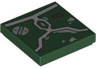 LEGO part Tile 2 x 2 with SW Mandalorian Boba Fett Armor Plates with Light Bluish Gray Lines, Silver Battle Damage and Agrarian Emblem Pattern 3068pb2280