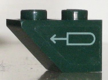 LEGO part Slope, Inverted 45 2 x 1 with Sand Green Russian Arrow Pattern Model Left Side (Sticker) - Set 7625 (3665pb006L)