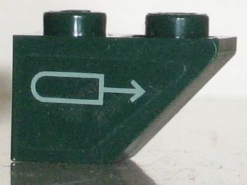 LEGO part Slope, Inverted 45 2 x 1 with Sand Green Russian Arrow Pattern Model Right Side (Sticker) - Set 7625 (3665pb006R)
