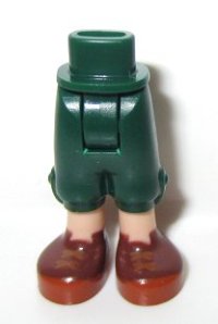 LEGO part Mini Doll Hips and Trousers Cropped with Light Nougat Legs and Reddish Brown Shoes with Dark Orange Soles and Laces Pattern - Thick Hinge 92251c00pb06