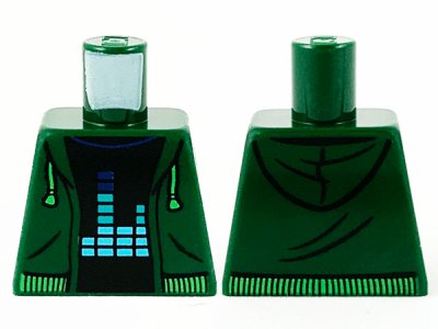 LEGO part Torso Hoodie with Bright Green Drawstrings and Waistband over Black Shirt with Equalizer Bars Pattern (973pb3780)