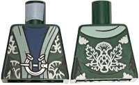 LEGO part Torso Harry Potter Robe, Sand Green Hem, Dark Blue Dress, Silver Pin Clasp and Thistle Pattern 973pb4311