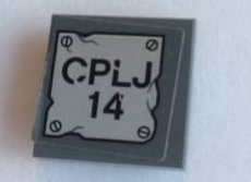 LEGO part Fliese, modifiziert 2 x 2 invertiert mit 'CPLJ 14' und 4 Schrauben Muster (Aufkleber) - Set 76096 (11203pb058)