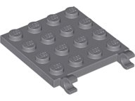 LEGO part Plate, Modified 4 x 4 with 2 Open O Clips (Horizontal Grip) (11399)