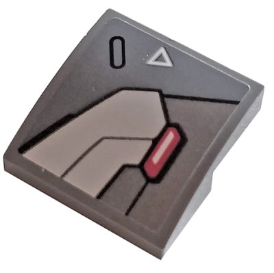LEGO part Schräge, Curva 2 x 2 x 2/3 con Hull Plate, Red Light and White Triangle Pattern (Adesivo) - Set 76124 (15068pb273)