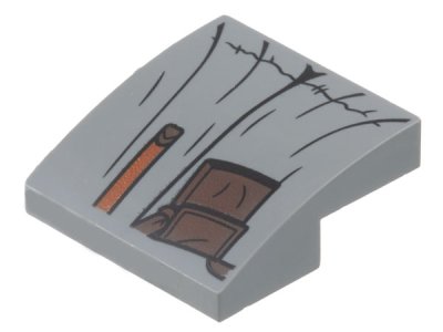 LEGO part Slope, Curved 2 x 2 x 2/3 with Robe, Dark Brown Pouch, and Reddish Brown Belt Pattern (Gandalf Robe) (15068pb470)