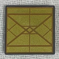 LEGO part Road Sign 2 x 2 Square with Open O Clip with Diamond Gold Triangles Pattern 15210pb069