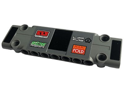LEGO part Technic, Panel Plate 3 x 11 x 1 with Black Rectangle, 'NORTHERN', 'UP AWAY', SiDE MIRRORS' and 'MANI FOLD' Pattern (Sticker) - Set 42129 (15458pb049)