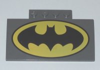 LEGO part Slope, Curved 5 x 8 x 2/3 with 4 Studs with Batman Logo Pattern 15625pb001
