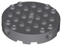 LEGO part Brick, Round 6 x 6 with 4 Side Pin Holes and Center Hole (18897)