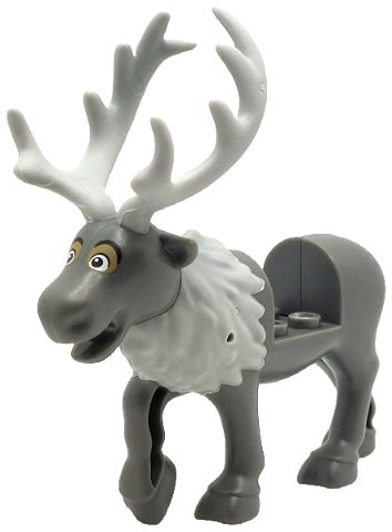 LEGO part Renna, Frozen con Molded Light Bluish Gray Flexible Rubber Antlers, Tail e Fur Around Neck e Printed White e Dark Tan Eyes con Black Round Eyebrows, Upper Eyelids Pattern (Sven) (23946c01pb01)