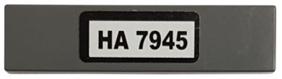 LEGO part Kachel 1 x 4 mit Schwarz 'HA 7945' auf Weiß Hintergrund Muster (Aufkleber) - Set 7945 (2431pb0138)