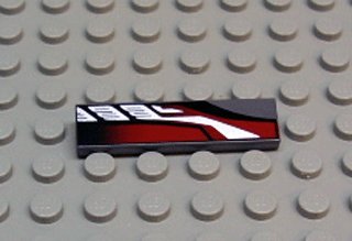LEGO part Carreau 1 x 4 avec Motif Élégant Argent, Rouge et Noir Côté Droit Modèle (2431px19)