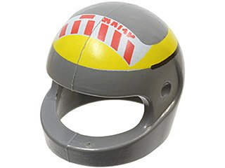 LEGO part Minifigure, Headgear Helmet Motorcycle (Standard) with SW Red Stripe Pattern Small (A-wing) (2446pb02b)
