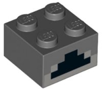 LEGO part Ladrillo 2 x 2 con Patrón de Carbón Negro y Ceniza Gris Azulado Pixelado (Minecraft Furnace) 3003pb084