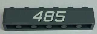 LEGO part Stein 1 x 6 mit weißem '485' auf dunkelblaugrauem Hintergrund Muster (Aufkleber) - Set 8426 (3009pb198)