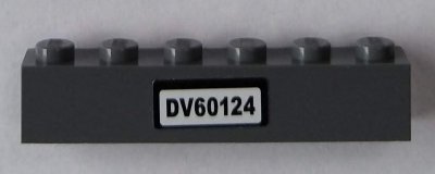 LEGO part Stein 1 x 6 mit 'DV60124' Muster (Aufkleber) - Set 60124 (3009pb229)
