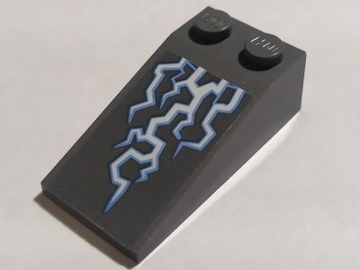 LEGO part Schräge 18 4 x 2 mit Medium Blue and White Electricity Pattern (Aufkleber) - Set 70352 (30363pb043)