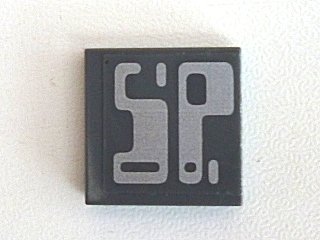 LEGO part Fliese 2 x 2 mit silbernem 'SP' Muster (Aufkleber) - Set 7704 (3068pb0562)