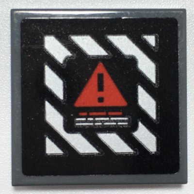 LEGO part Baldosa 2 x 2 con Patrón de Triángulo de Advertencia Rojo sobre Rayas de Peligro Blanco y Negro (Pegatina) - Set 70917 (3068pb1678)