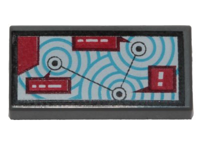 LEGO part Carreau 1 x 2 with Map with Blue Circles Pattern (3069pb0648)