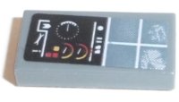 LEGO part Tile 1 x 2 with Control Panel with Gauges and White Cross Pattern (Sticker) - Set 42100 3069pb0911