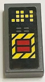 LEGO part Tile 1 x 2 with Control Panel, Yellow Buttons and Red Eject Button Pattern Model Right Side (Sticker) - Set 70916 3069pb1201R