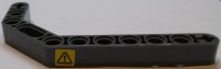LEGO part Technic, Liftarm, Modified Bent Thick 1 x 11.5 Double with Black Exclamation Mark on Yellow Background Pattern Model Right Side (Sticker) - Set 42055 32009pb029R