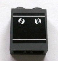 LEGO part Stein 1 x 2 x 2 mit innerer Achsenhalterung mit schwarzem Ofen mit weißen Bedienelementen-Muster (Aufkleber) - Set 3825 3245bpb20