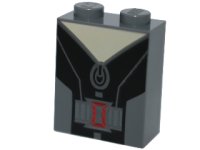 LEGO part Brick 1 x 2 x 2 with Inside Stud Holder with Black and Gray Jacket Pattern 3245cpb050