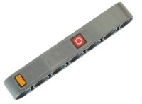 LEGO part Technic, Liftarm Thick 1 x 7 with White Circle in Red Square and Orange Reflector Pattern (Sticker) - Set 42054 32524pb035