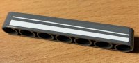 LEGO part Technic, Liftarm Thick 1 x 7 with 2 White Stripes Pattern Model Right Side (Sticker) - Set 42078 32524pb039R