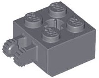 LEGO part Hinge Brick 2 x 2 Locking with 2 Fingers Vertical and Axle Hole, 9 Teeth (40902)