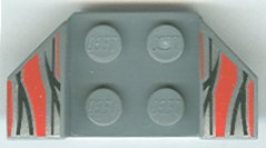 LEGO part Vehicle, Mudguard 2 x 4 with Flared Wings with Black, Red, and Silver Flame Tips Pattern (41854pb13)