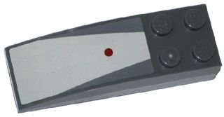 LEGO part Slope, Curved 6 x 2 with Dark Red Dot and Light Bluish Gray Center Panel Pattern (Sticker) - Set 75039 (44126pb036)