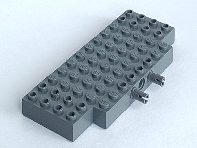 LEGO part Brick, Modified 5 x 12 with 1 x 2 Cutouts and 3 Holes on Side with 2 Fixed Rotatable Friction Pins (45403 / bb1241) (45403c01)