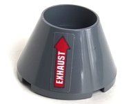 LEGO part Cone 4 x 4 x 2 Hollow No Studs with Red Arrow and White 'EXHAUST' Pattern Model Left Side (Sticker) - Set 70916 4742pb006L
