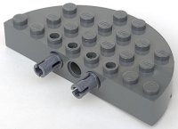 LEGO onderdeel Brick, Round Corner 4 x 8 Full Brick Double with 2 Fixed Rotatable Friction Pins 47974c01