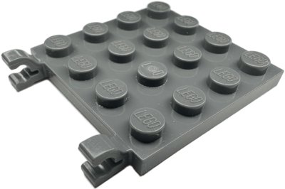 LEGO part Plate, Modified 4 x 4 with 2 Clips (Horizontal Grip) (47998)