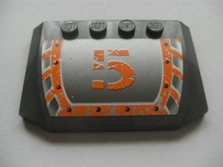 LEGO part Wedge 4 x 6 x 2/3 Triple Curved with Orange '5' Pattern (Sticker) - Set 8137 (52031pb016)