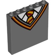 LEGO onderdeel Panel 1 x 6 x 5 with Bright Light Orange and Dark Red V-Neck Collar and Tie and White Undershirt Pattern (Gryffindor Sweater) 59349pb235