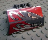 LEGO part Technic, Panel Engine Block Half / Side Intake with Red and Silver Flames, Oil Cap Pattern Model Right Side (Stickers) - Set 8493 61069pb004R