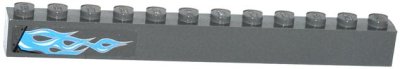 LEGO part Brick 1 x 12 with Dark Azure and White Flame Pattern on Left (Sticker) - Set 70129 (6112pb011L)