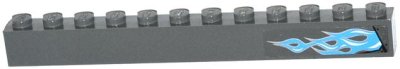 LEGO onderdeel Brick 1 x 12 with Dark Azure and White Flame Pattern on Right (Sticker) - Set 70129 (6112pb011R)