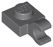 LEGO part Plate, Modified 1 x 1 with Open O Clip (Horizontal Grip) 61252