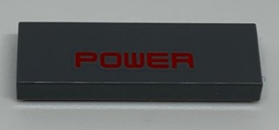LEGO part Tile 1 x 3 with Red 'POWER' Pattern (63864pb114)