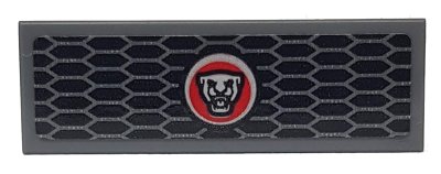 LEGO part Tile 1 x 3 with Silver Grille and Jaguar Logo Pattern (Sticker) - Set 76898 (63864pb117)